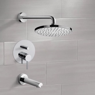 Tub and Shower Faucet Chrome Tub and Shower Faucet Set With Rain Shower Head Remer TSF52